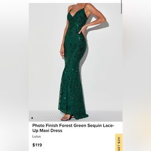 Forest Green Sequin Lace-Up Maxi Dress